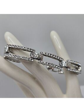 ✨2/$10✨ Greek Key Link Silver-tone Cubic Zirconia Party Goddess Bracelet